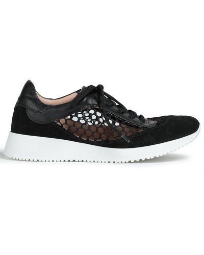 Gianvito Rossi Speedster Leather, Suede And Open-knit Trainers - Black