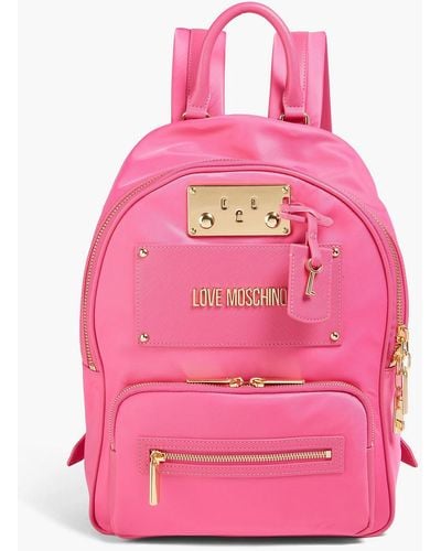 Love Moschino Faux Textured-leather And Shell Backpack - Pink
