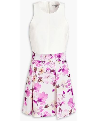 Black Halo Sanibel Floral-print Crepe Top And Mini Skirt Set - Pink