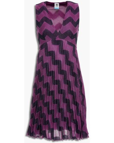 M Missoni Metallic Jacquard-knit Mini Dress - Purple