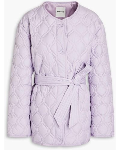 Sandro Belted Quilted Shell Jacket - Purple