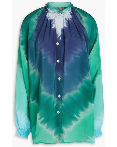 F.R.S For Restless Sleepers Piroi Tie-dyed Silk-georgette Blouse - Blue