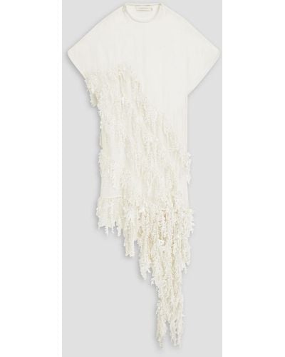 Zimmermann Embellished Linen And Silk-blend Organza Dress - White