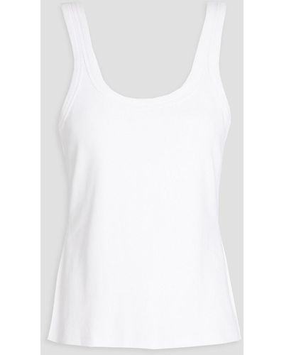 RED Valentino Bow-detailed Ribbed Cotton-blend Jersey Tank - White