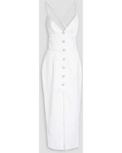 Rasario Button-embellished Pleated Crepe Midi Dress - White