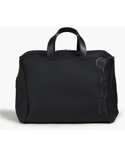 Canali Leather-trimmed Printed Pvc Briefcase - Black