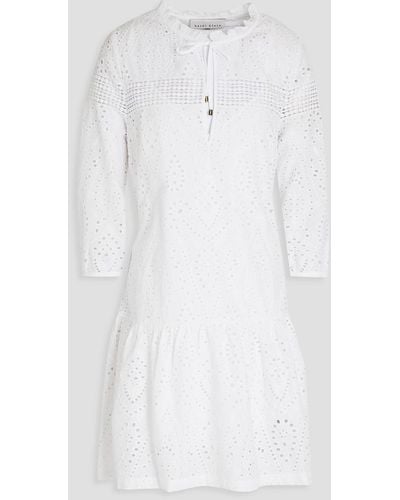 Heidi Klein Gathered Broderie Anglaise Cotton Mini Dress - White