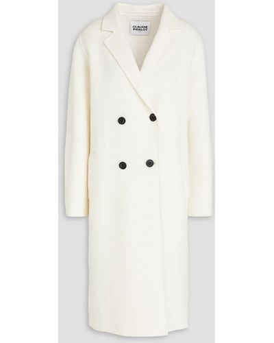 Claudie Pierlot Double-breasted Wool-blend Brushed-felt Coat - Natural