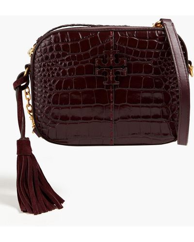 Tory Burch Mcgraw Croc-effect Leather Shoulder Bag - Red