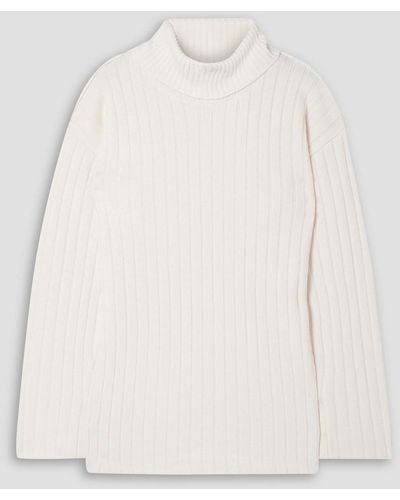 Equipment Calihan Ribbed Wool Turtleneck Sweater - Natural