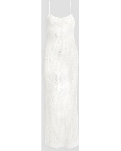 Anna Sui Crystal-embellished Fishnet Maxi Dress - White