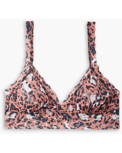 Hanky Panky Leopard-print Stretch-lace Bralette - Pink