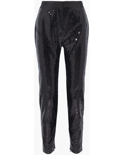 Dundas Faille-trimmed Sequined Tulle Slim-leg Pants - Black