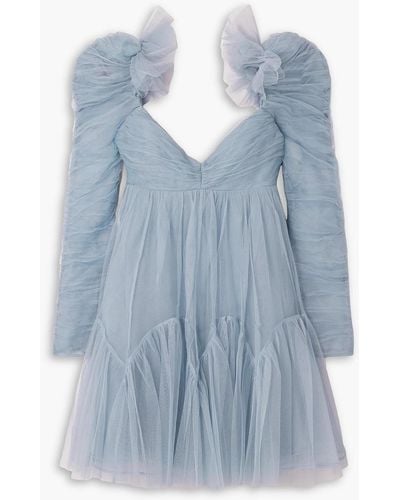 Zimmermann Ruched Tulle Mini Dress - Blue