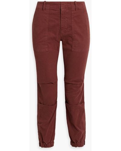 Nili Lotan Cropped Stretch-cotton Twill Tape Pants - Red