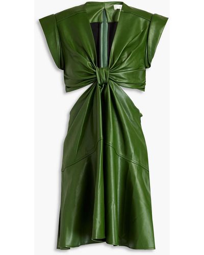 A.L.C. Lexi Cutout Knotted Faux Stretch-leather Mini Dress - Green