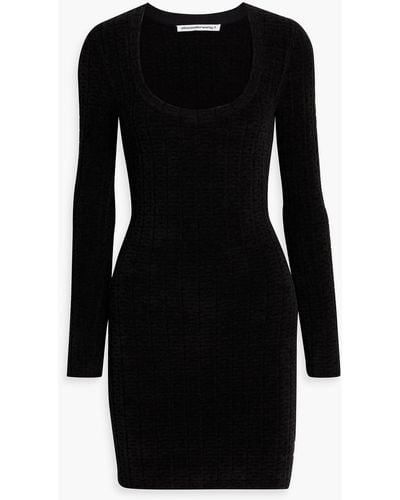 T By Alexander Wang Terry-jacquard Mini Dress - Black