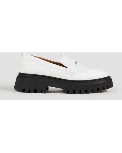Maje Leather Platform Loafers - White