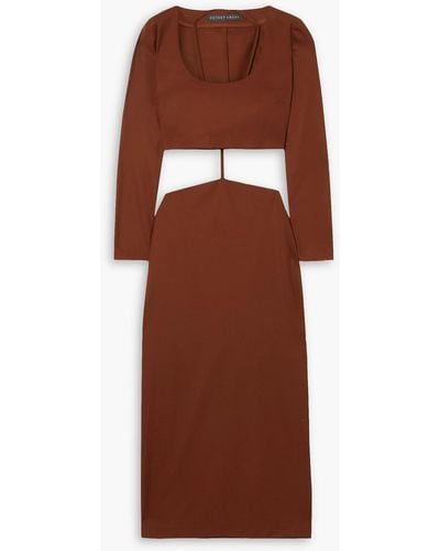 Zeynep Arcay Cutout Stretch-wool Midi Dress - Brown