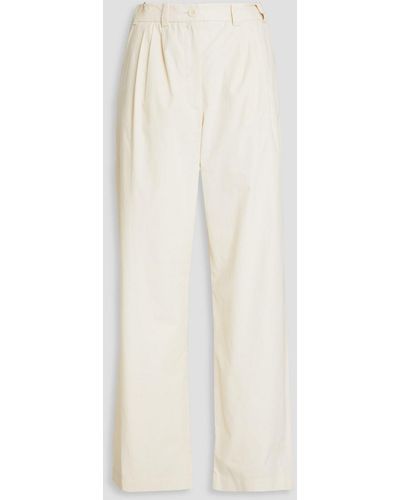 Claudie Pierlot Pleated Cotton-poplin Straight-leg Trousers - White