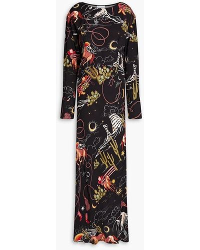 Hayley Menzies Sundance Printed Crepe Maxi Dress - Black