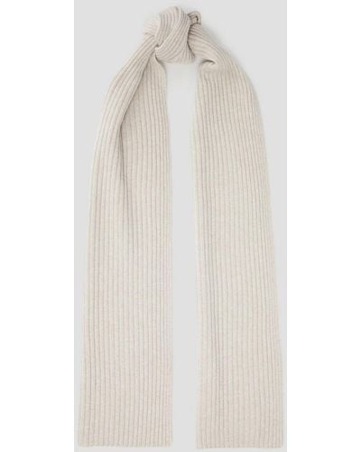 N.Peal Cashmere Metallic Ribbed Cashmere-blend Scarf - Natural