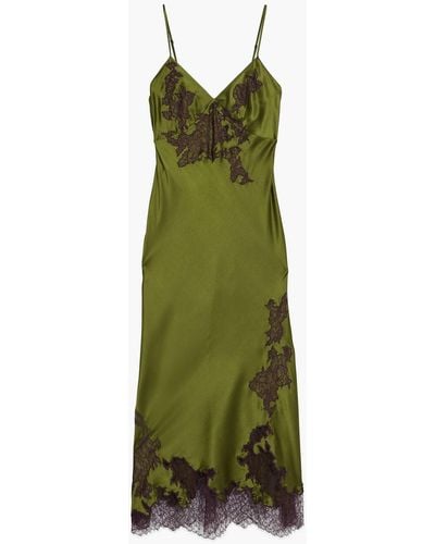 Agent Provocateur Christi Lace-trimmed Stretch-silk Nightdress - Green