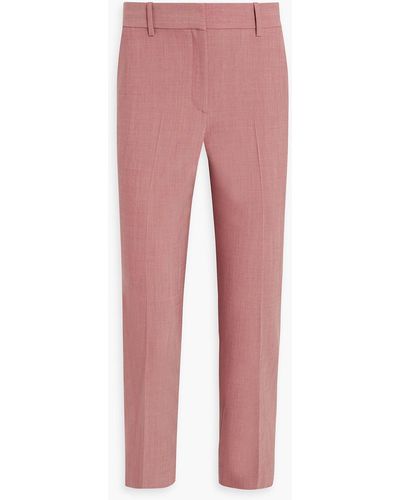Theory Cropped Stretch-wool Tapered Pants - Pink
