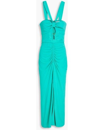 Rebecca Vallance Riccardo Ruched Cutout Jersey Midi Dress - Blue