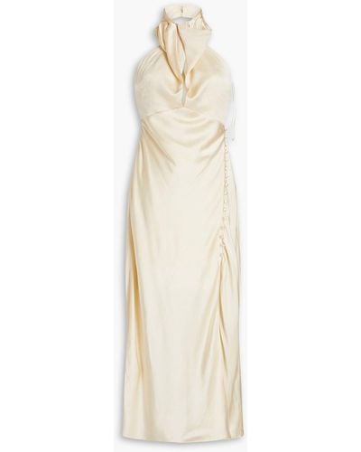 Nicholas Aline Silk-satin Halterneck Midi Dress - White