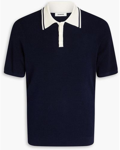 Sandro Knitted Polo Shirt - Blue
