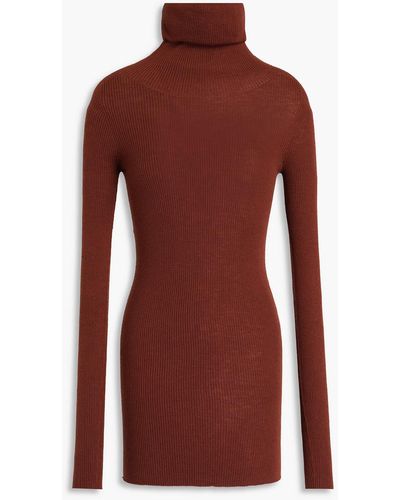 Rick Owens Ribbed Wool Turtleneck Sweater - Red