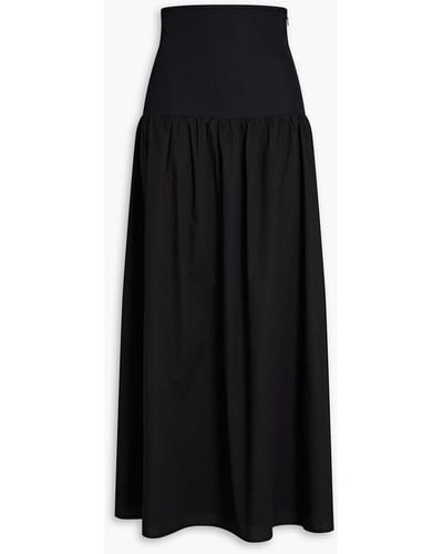 Anna Quan Ribbed Jersey-paneled Stretch-cotton Poplin Maxi Dress - Black