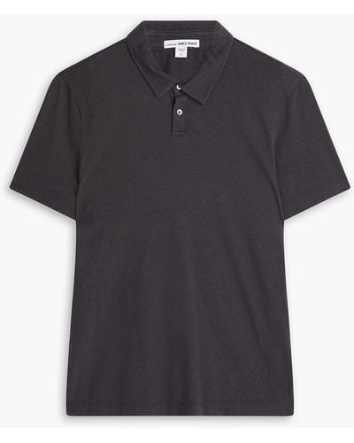 James Perse Slub Cotton And Linen-blend Jersey Polo Shirt - Black