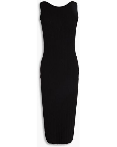 Enza Costa Ribbed Jersey Midi Dress - Black