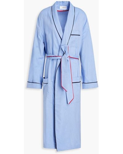 Victoria Beckham Pipe-trimmed Cotton Robe - Blue