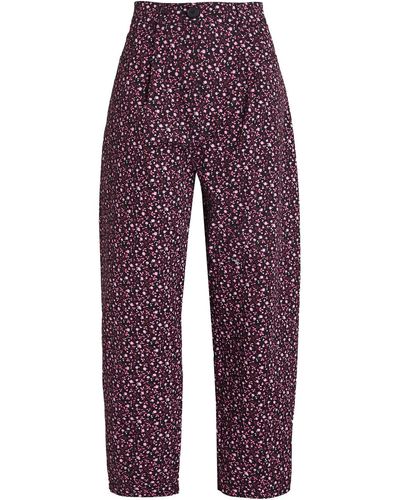 Vivetta Cropped Floral-print Cotton-blend Twill Tapered Trousers - Black
