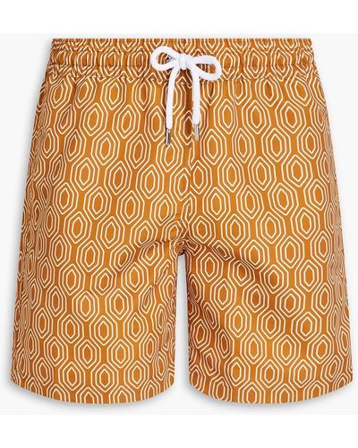 Frescobol Carioca Mid-length Printed Swim Shorts - Brown