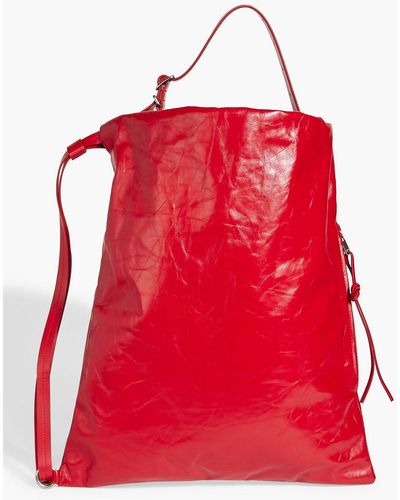 Jil Sander Crinkled-leather Backpack - Red