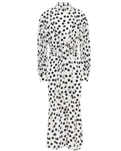 Carolina Herrera Tie-front Polka-dot Stretch-crepe Midi Shirt Dress - White