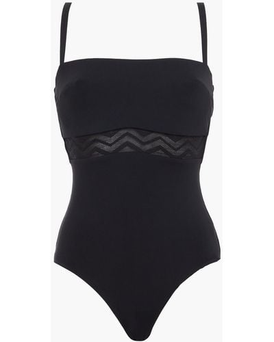 Seafolly Active Zigzag Mesh-trimmed Swimsuit - Black