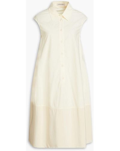 Gentry Portofino Conchiglia Crepe-paneled Cotton-poplin Midi Shirt Dress - Natural