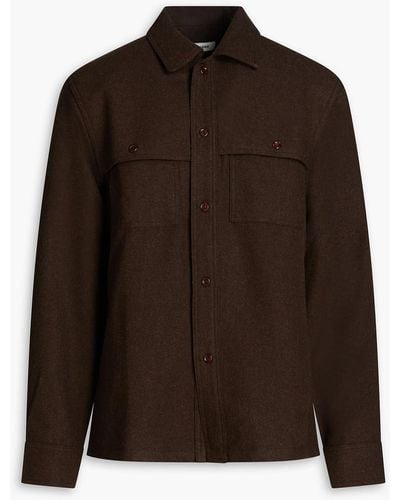 Sandro Wool-blend Flannel Overshirt - Brown