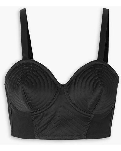 Jean Paul Gaultier Iconic Cropped Duchesse-satin Bustier Top - Black