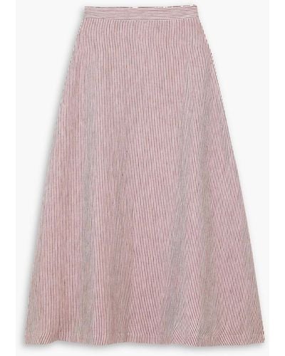 Giuliva Heritage The Ada Striped Linen Midi Skirt - Pink