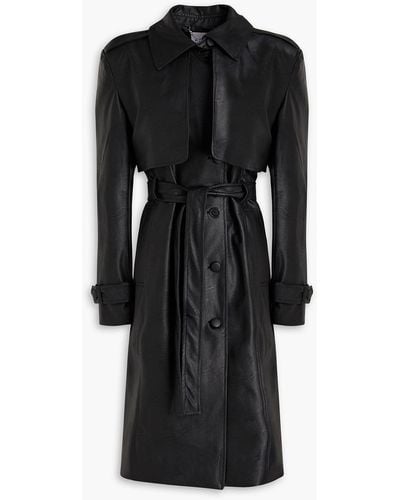 Each x Other Belted Faux Leather Trench Coat - Black