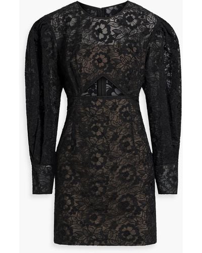 Zac Posen Cutout Cotton-blend Guipure Lace Mini Dress - Black