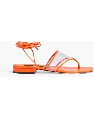 Sergio Rossi Sr Lunettes 15 Leather And Pvc Sandals - Orange