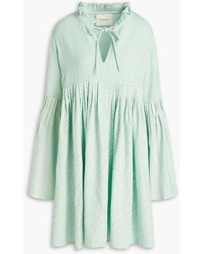Summery Copenhagen Pipi Pleated Cotton-jacquard Dress - Green