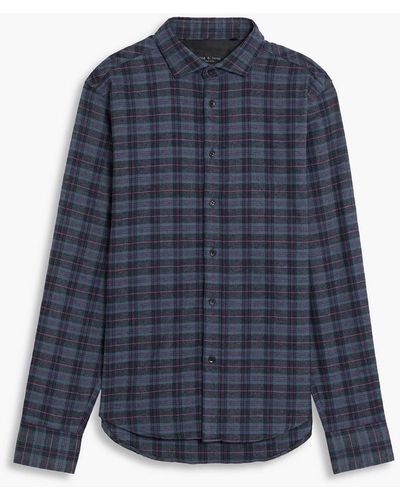 Rag & Bone Pursuit Rove Knit-paneled Checked Cotton-flannel Shirt - Grey